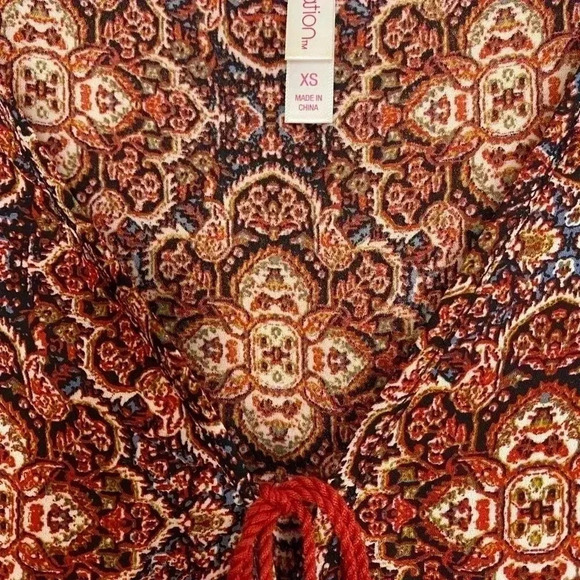 Xhilaration Surplice Wrap Paisley Boho Blouse - Picture 3 of 6